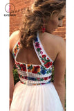 Kateprom Two Piece High Neck Long Prom Dress with Appliques, Unique Sleeveless Party Dress KPP0911