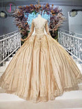 Kateprom Stunning Ball Gown Long Sleeves Prom Dress, Pretty Long Sleeve Quinceanera Dresses KPP1046
