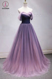 Kateprom Off the Shoulder Tulle Long Ombre Prom Dresses, Princess Formal Gown KPP1064