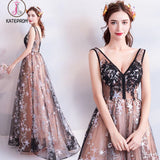 Kateprom Charming Floor Length Sleeveless Prom Dress with Stars, A Line Appliques Evening Dress KPP1067
