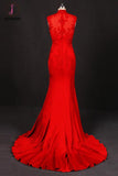 Kateprom Red Sleeveless High Neck Sleeveless Satin Evening Dress Appliques Prom Dresses KPP1086