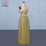 Kateprom Spaghetti Straps Floor Length Tulle Prom Dress with Beading, Long Evening Dress KPP1090