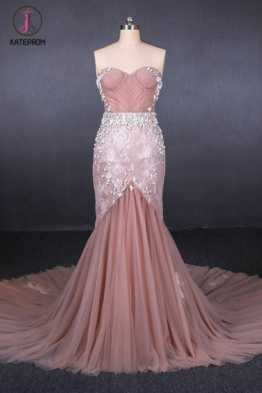 Kateprom Gorgeous Sweetheart Mermaid Tulle Prom Dress, Long Evening Dresses KPP1097