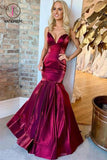 Kateprom Sexy Mermaid Satin Prom Dress, Spaghetti Straps Sleeveless Floor Length Formal Dress KPP1158