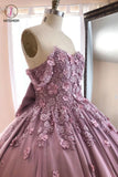 Kateprom Ball Gown Off the Shoulder Tulle Quinceanera Dress with Lace Appliques, Puffy Prom Dress KPP1178