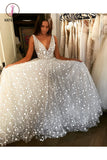Kateprom Glitter V Neck Sleeveless Floor Length Prom Dress, Sparkly Long Party Dresses KPP1220