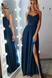 Kateprom A-Line Spaghetti Straps Long Gray Prom Party Dress With Lace Sequins KPP1132