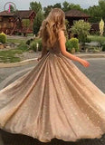 Kateprom A-Line Open Back Gold Sequins Champagne Prom Dresses 2020 Fashion Evening Dresses KPP1126