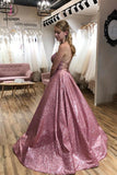 Kateprom A-Line Scoop Spaghetti Straps Sparkle Prom/Evening Dress With Pockets KPP1124