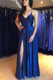 Kateprom Hot Sale A-Line Satin Simple Prom Dresses Formal Dress With Split KPP1263