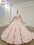 Kateprom Ball Gown Long Sleeves Lace Prom Dress, Gorgeous Wedding Dress, Quinceanera Dress KPP1285