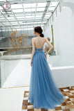 Kateprom Sexy Spaghetti Straps Long Tulle Prom Gown, Unique Beading Prom Dress KPP1297