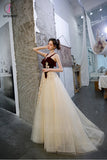 Kateprom A Line Straps Sleeveless Long Party Dress with Appliques, Charming Long Prom Dresses KPP1298