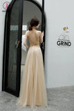 Kateprom Elegant Sleeveless Tulle Prom Dress with Sequins, Floor Length Open Back Evening Dress KPP1294