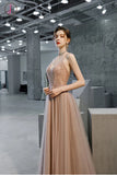 Kateprom A Line Straps Sleeveless Prom Dress with Beading and Sequins, Long Evening Dress KPP1292