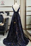Kateprom Sparkly Long A-line Lace Up Back Evening Prom Dresses Party Dress KPP1310