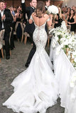 Charming Mermaid Style Off-the-Shoulder Sweep Train Lace Wedding Dress KPW0559