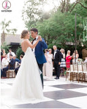 Simple V Neck Sleeveless Beach Wedding Dresses, Ivory Chiffon Beach Wedding Dresses KPW0562