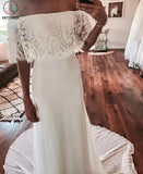 Cheap Country Beach Wedding Dresses Lace Chiffon Wedding Gown Bohemian Bridal Gowns KPW0565