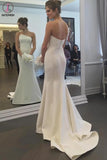Simple Strapless Mermaid Long Wedding Dresses, Elegant Ivory Sweep Train Wedding Dresses KPW0568