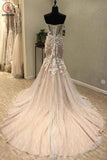 Gorgeous Sweetheart Mermaid Lace Appliqued Wedding Dresses, Strapless Bridal Dress KPW0576