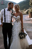 Hot Selling Sweetheart Wedding Dress with Flowers, A Line Tulle Wedding Dress with Appliques KPW0582