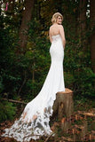 Botanical Sweetheart Wedding Dress with Long Train, Mermaid Bridal Dress with Lace KPW0590