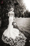 Botanical Sweetheart Wedding Dress with Long Train, Mermaid Bridal Dress with Lace KPW0590