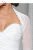Kateprom White Long Sleeve Wedding Bolero Jacket, Cheap New Style Bridal Jacket, Wedding Wraps KPJ0012