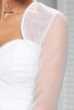 Kateprom Simple Sheer Organza Long Sleeve Wedding Bolero Shrug, Wedding Wraps Jacket KPJ0005