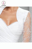 Kateprom Cheap Sheer Tulle Long Sleeve Embroidery White Wedding Wraps, Bridal Jacket KPJ0002