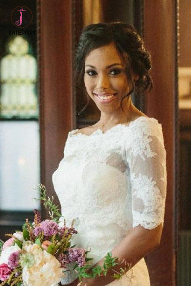 wrap lace wedding dress 3908: Chantilly Lace A-line Gown with Detachable Lace Wrap