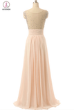 Cap Sleeves Chiffon Empire Waist Beaded Long Prom Dresses KPP0031