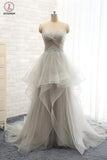 Lace Up Back Strapless Beaded Sweep Train Prom Dresses KPP0030