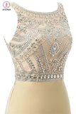 Beauty Mermaid Champagne Long Beaded Prom Party Dresses KPP0025