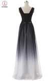 Real Beauty Gradient Chiffon Back Up Lace Prom Dresses KPP0023