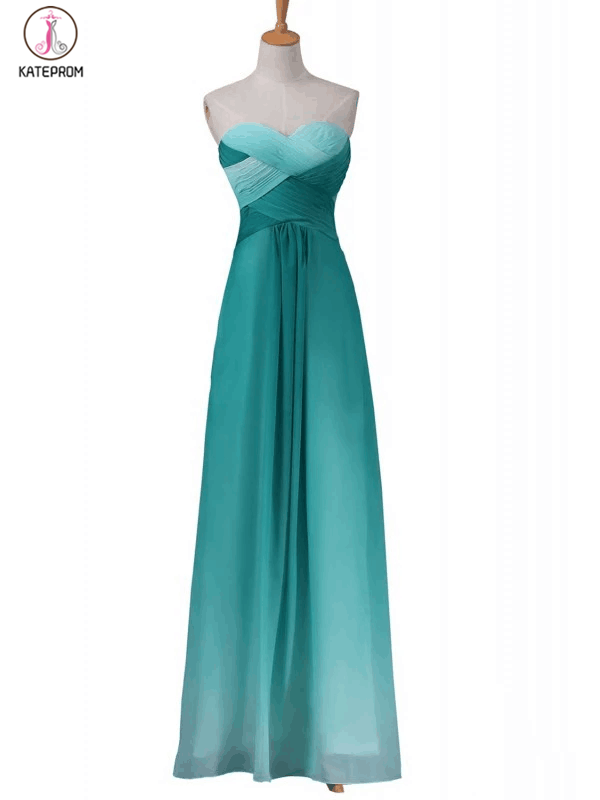 Real Beauty Peacock Green Gradient Ombre Chiffon Prom Dresses KPP0019   kateprom