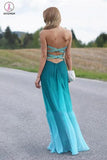 Real Beauty Peacock Green Gradient Ombre Chiffon Prom Dresses KPP0019