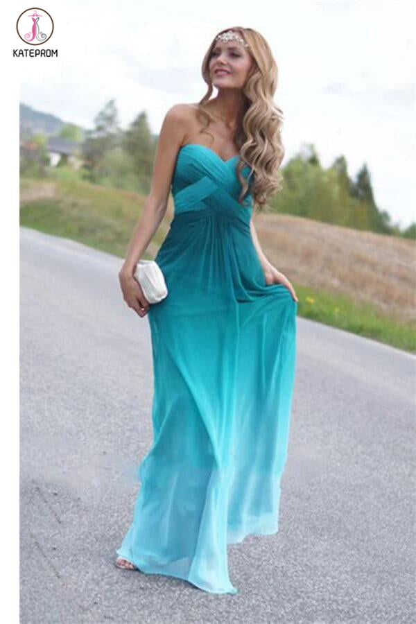 Real Beauty Peacock Green Gradient Ombre Chiffon Prom Dresses KPP0019 –  kateprom