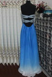 Gradient Ombre Chiffon Beaded Long Prom Dresses KPP0015