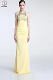 Daffodil Long Beaded Open Back Prom Evening Dresses KPP0046