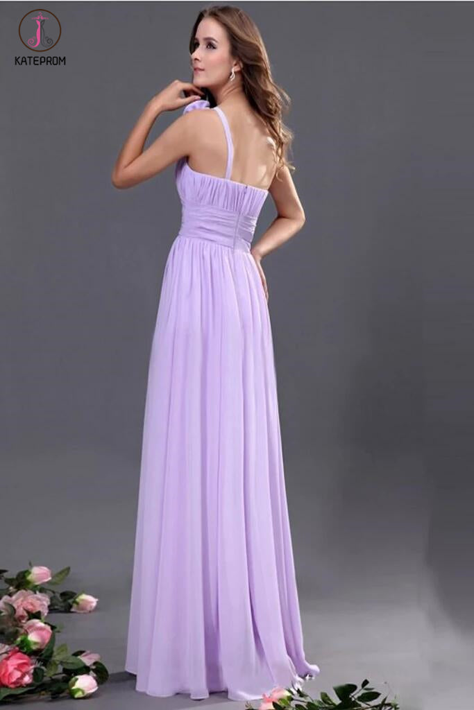 Lilac One Shoulder Long Prom Dress With Split cc775