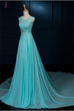 Long Lace Beaded Chiffon Modest Empire Prom Dresses KPP0067