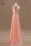 Blush Pink Chiffon Empire Long Prom Evening Dresses KPP0069