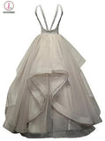 Charming A-Line Organza Sleeveless Prom Dress Evening Dress with Beading KPP0071