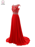 Charming Red Long Chiffon Prom Dress Evening Dress KPP0074