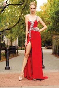 One Shoulder Red Long Prom Dress Evening Dress KPP0084
