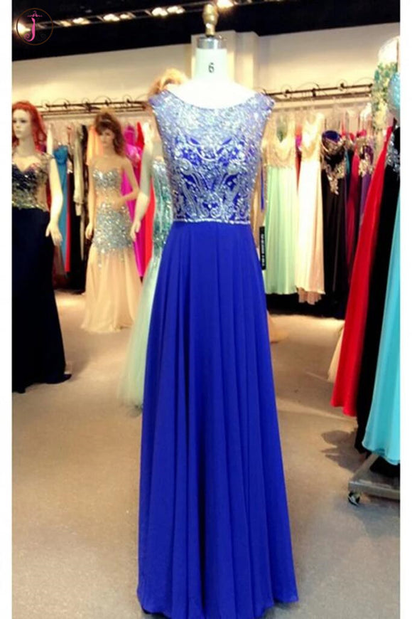 Royal Blue Beading Long Prom Dress Evening Dress KPP0089