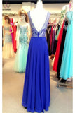 Royal Blue Beading Long Prom Dress Evening Dress KPP0089