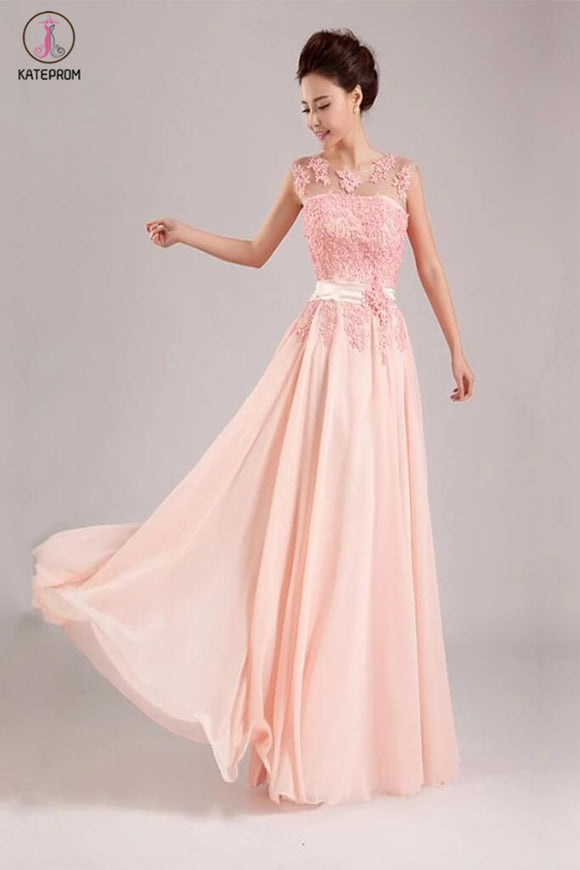 Appliques Long Prom Dress Chiffon Evening Dress KPP0092
